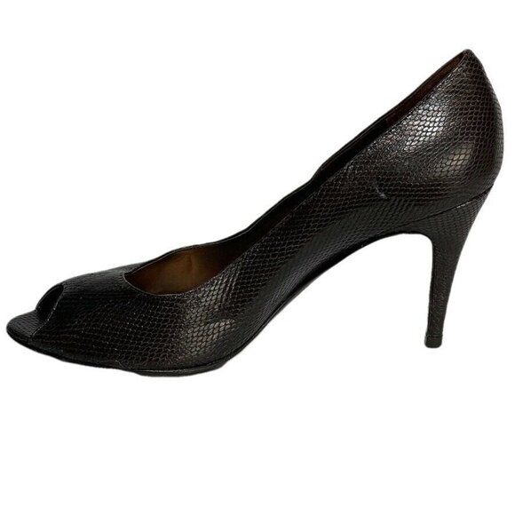 Ann Taylor Womens Peep Toe High Heel Pumps Size 8.5 Brown Textured Leather - Picture 9 of 11